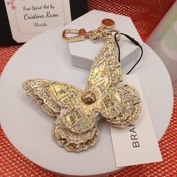 Brahmin 3D Layered Leather Butterfly Charm - Picture 1 of 2